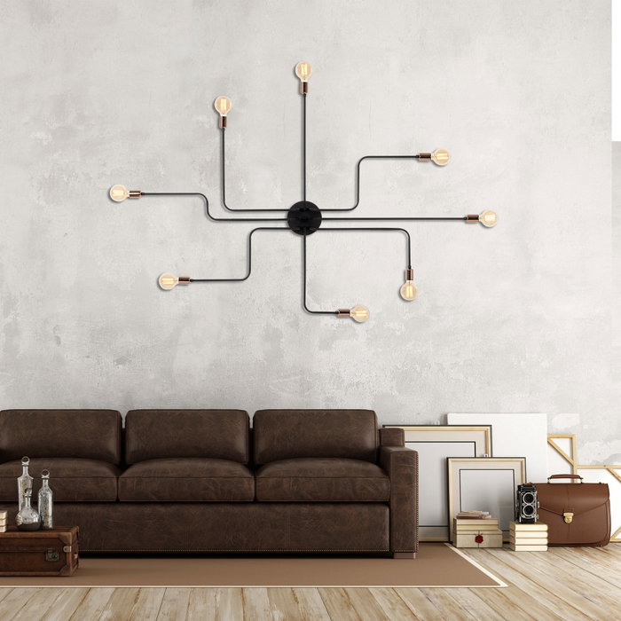 Opviq Truva - N-701 Lámpara de Pared de Hierro Negro y Bronce